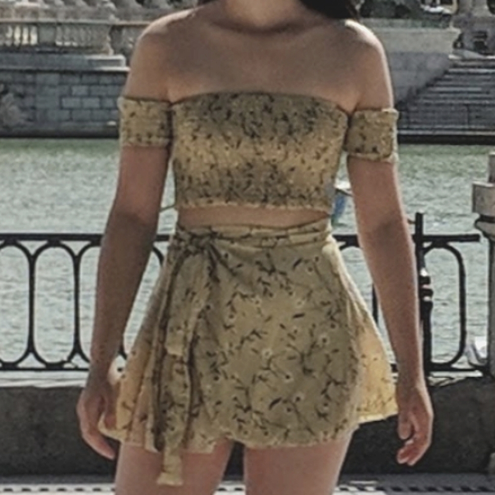 Two piece floral skirt and top set